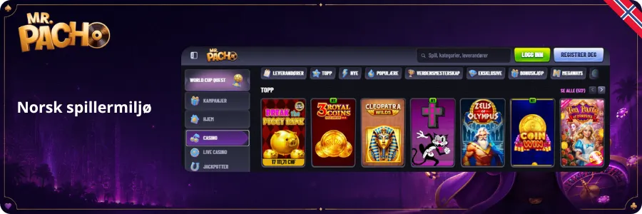 Mr Pacho Casino Norsk spillermiljo